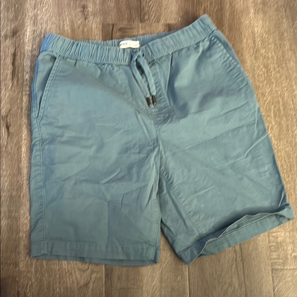 Casual Drawstring Cotton-Blend Shorts in Dusty Teal